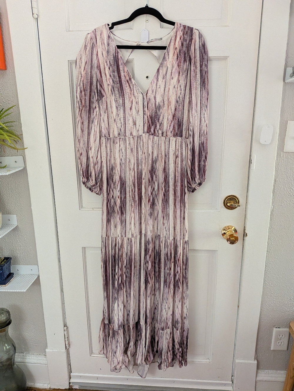 Tart NWT Boho Tie Dye Maxi Dress Open Back Balloon Sleeve Size L - Picture 2 of 6